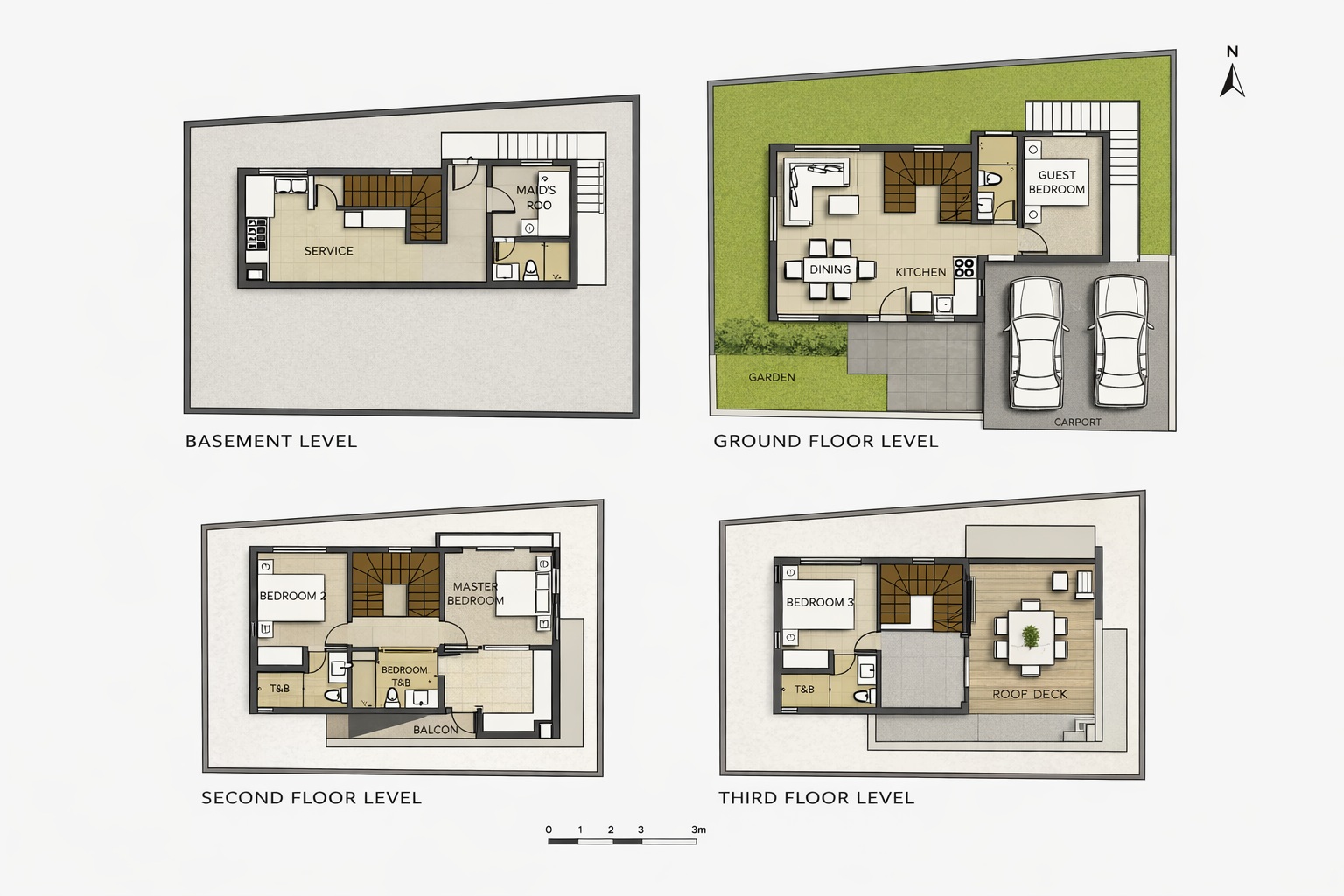 Sonrisa Floor Plan — All Four Levels